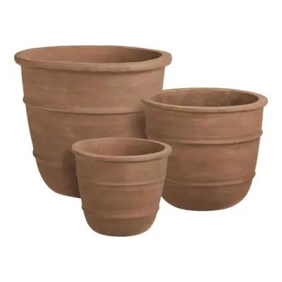 Kragholm Krukke i brun terracotta med drænhul, sæt á 3 stk.