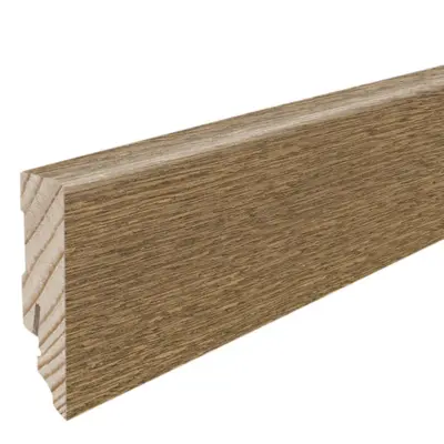 Fodpanel til trægulv, Eg vintagebrun børstet, 16x58 mm. Oliebehandlet
