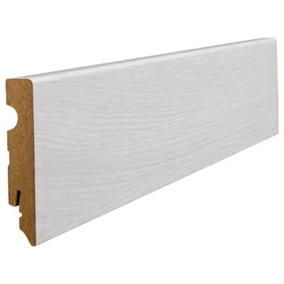 Fodpanel til laminatgulv, Eg Emilia Hvid, 15x80 mm.