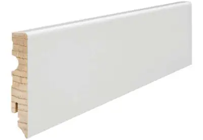 Fodpanel til trægulv, Hvid 15x80 mm. Mat strong folieret