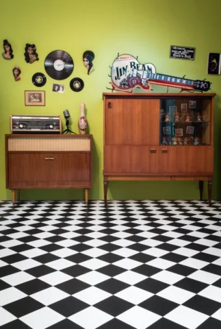 Artifact Vinylgulv - York Harlequin sort/hvid - REST 350X400 CM.