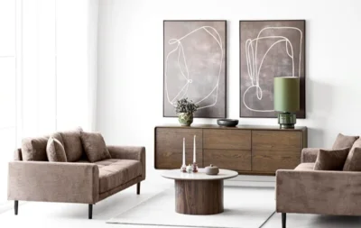 Lido 3 Personers Sofa, Brun fløjl med to puder