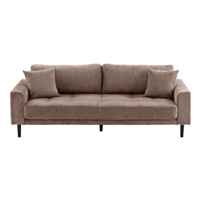 Lido 3 Personers Sofa, Brun fløjl med to puder