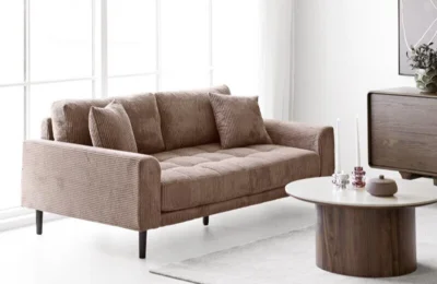 Lido 2,5 Personers Sofa, Brun fløjl med to puder