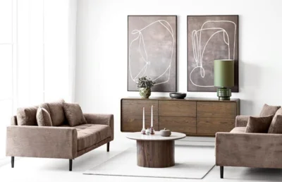 Lido 2,5 Personers Sofa, Brun fløjl med to puder