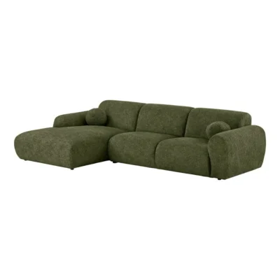 Clyde Loungesofa, Olivengrøn venstrevendt med 2 puder