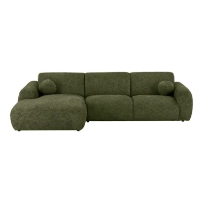 Clyde Loungesofa, Olivengrøn venstrevendt med 2 puder