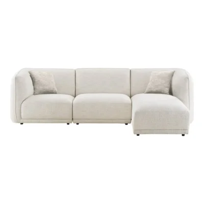 Noor Loungesofa, Off-white og højrevendt med 2 puder