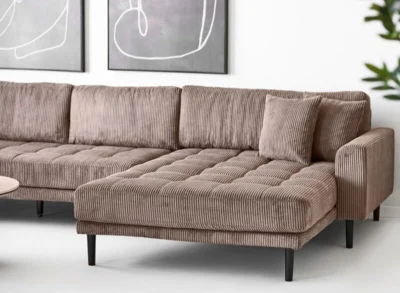 Lido U-Sofa, brunt fløjl og højrevendt