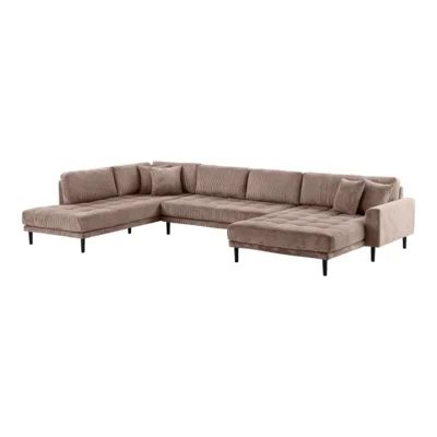 Lido U-Sofa, brunt fløjl og højrevendt