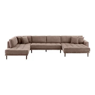 Lido U-Sofa, brunt fløjl og højrevendt