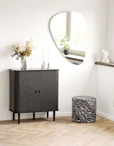 Kimberley Puf med jacquard sort/hvid stof