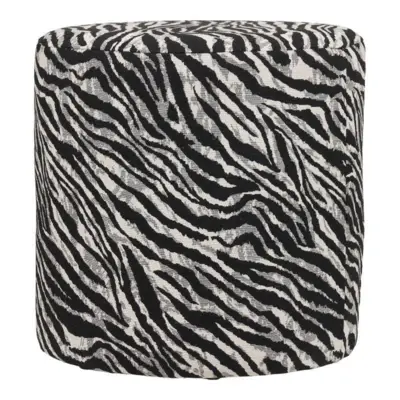 Kimberley Puf med jacquard sort/hvid stof