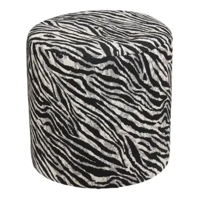 Kimberley Puf med jacquard sort/hvid stof