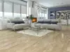 Wooden floor - Oak 3-strip Laminate parquet, White lacquer