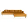 Lido Lounge Sofa - højrevendt i sennepsgul velour