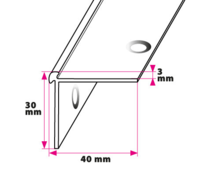 Trappekantprofil 3mm. 2-sidig for linoleum - midthull