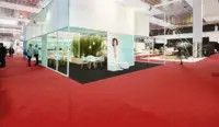 Red exhibition carpet with grooves and foam backing - PROMOTION