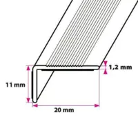 Vinkelprofil, 20 x 11 mm. mat alu. Selvklæbende 