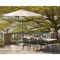 Cleveland, Spisebord med teak bordplade og sorte ben