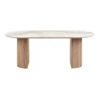 Athens Spisebord, keramik bordplade i hvid og brun, 210 mm - UDSOLGT TIL UGE 21