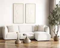 Noor Loungesofa, Off-white og højrevendt med 2 puder