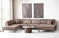 Lido U-Sofa, brunt fløjl og højrevendt